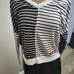 Jane and Delancey Black and White Striped Top